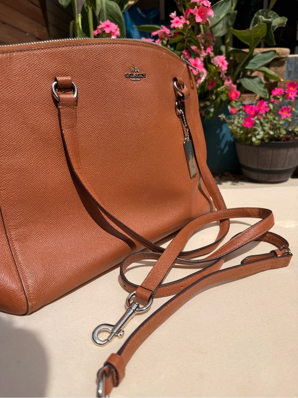 Coach Signature Leather Tote Bag in Saddle Brown 👜 - Picture 10 of 10